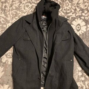 Black pea coat style jacket- Jeans by Buffalo